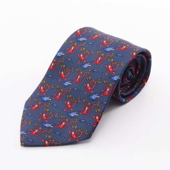 Hermes Hermès silk necktie for men in navy and red.